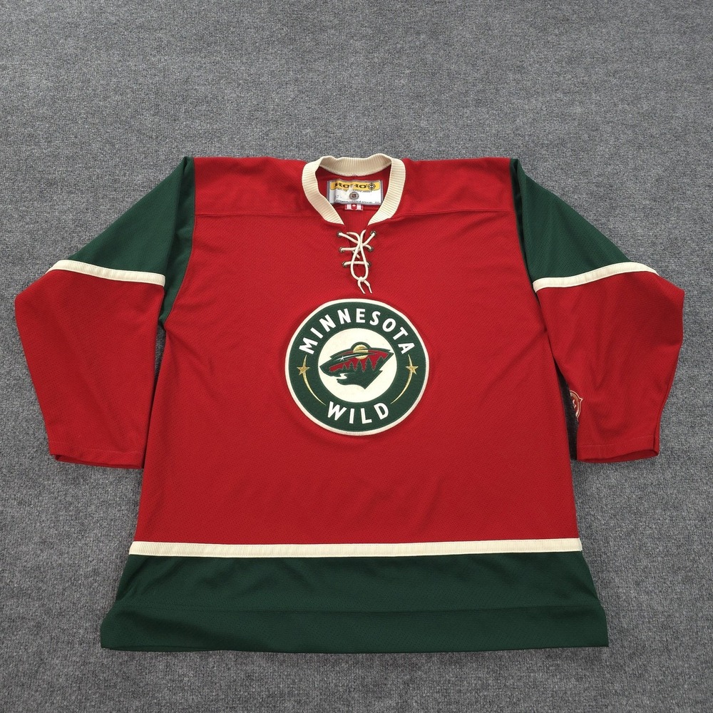Vintage Minnesota Wild Jersey Mens XL Red NHL Ice Hockey Koho Air Knit Canada